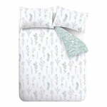 Bijela/zelena pamučna posteljina za bračni krevet 200x200 cm Wild Flowers – Bianca