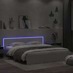 Okvir kreveta s uzglavljem i LED svjetlima bijeli 200 x 200 cm