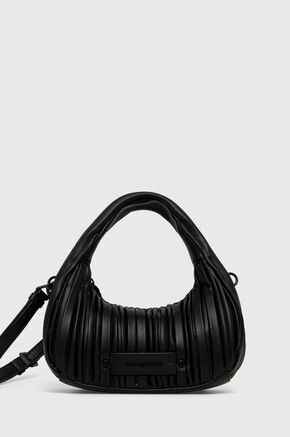 Torba Karl Lagerfeld boja: crna - crna. Srednje veličine torba iz kolekcije Karl Lagerfeld. Na kopčanje model izrađen od sintetičkog materijala.