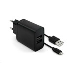 Fiksni mrežni punjač, konektor 2x USB-A, USB kabel -&gt; Lightning (MFI) dužina 1 m, 15 W, crna
