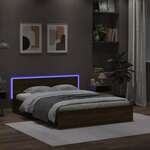 Okvir za krevet s uzglavljem i LED boja smeđeg hrasta 160x200cm