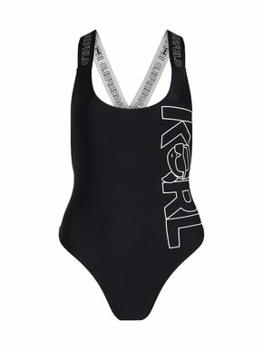 Karl Lagerfeld Jednodijelni kupaći kostim crna / bijela