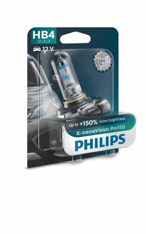 Philips X-treme Vision Pro150 (12V) - do 150% više svjetla - do 20% bjelije (3350-3600K)Philips X-treme Vision Pro150 (12V) - up to 150% more light HB4-X150-1