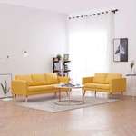 2-dijelni set sofa od tkanine žuti