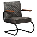 vidaXL Fotelja od prave kože 63 x 75 x 88 cm siva