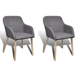 vidaXL Set blagovaonskih stolica od hrasta naslonima za ruke Tamno sive 2 kom
