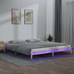 vidaXL LED okvir za krevet 140 x 190 cm od masivnog drva