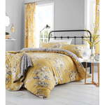 Žuta posteljina s cvjetnim uzorkom Catherine Lansfield, 135 x 200 cm