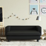 vidaXL Dječja sofa s tabureom crna 100 x 50 x 30 cm od umjetne kože