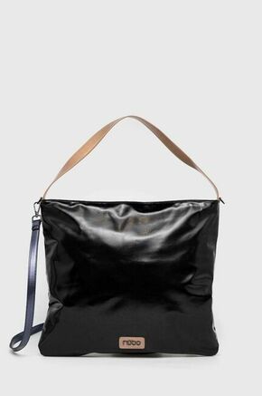Torba Nobo boja: crna - crna. Velika shopper torbica iz kolekcije Nobo. na kopčanje izrađen od ekološke kože.