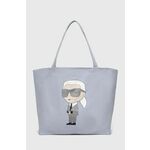 Karl Lagerfeld Shopper torba 'Ikonik 2.0' pastelno plava / siva / crna / bijela