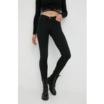 Traperice Calvin Klein Jeans za žene, srednje visoki struk - crna. Traperice iz kolekcije Calvin Klein Jeans u stilu skinny ankle s srednje visokim strukom. Model izrađen od od elastičnog denima.