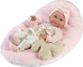 Llorens: Nica 40 cm novorođenačka lutka s medvjedićem i ružičastim kombinezonom