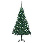 vidaXL Umjetno božićno drvce LED s kuglicama zeleno 120 cm PVC