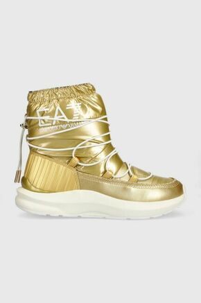 Čizme za snijeg EA7 Emporio Armani Snow Boot boja: zlatna - zlatna. Čizme za snijeg iz kolekcije EA7 Emporio Armani. Model izrađen od kombinacije ekološke kože