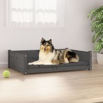Krevet za pse sivi 95 5 x 65 5 x 28 cm od masivne borovine