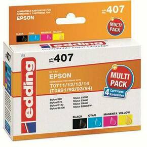 Edding patrona tinte zamijenjen Epson T0711/T0712/T0713/T0714 Multipack 4 kompatibilan kombinirano pakiranje crn
