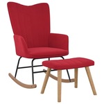 Stolica za ljuljanje s osloncem za noge boja vina baršunasta