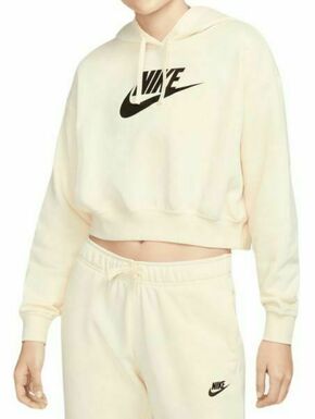 Ženski sportski pulover Nike Sportswear Club Fleece Oversized Crop Hoodie - coconut milk/black