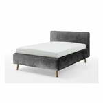 Tamno sivi tapecirani bračni krevet s prostorom za odlaganje s podnicom 140x200 cm Mattis - Meise Möbel