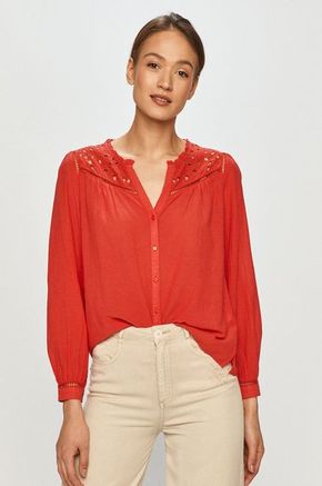 Pepe Jeans - Košulja Carina - crvena. Košulja iz kolekcije Pepe Jeans. Model izrađen od glatke tkanine.