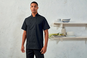 Kuharska bluza kratka muška Chef crna 2 reda gumba - XS