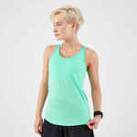 Majica bez rukava za trčanje Kiprun Run 500 s grudnjakom ženska zelena