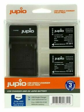 Jupio KIT 2x Battery DMW-BLG10 + USB Single Charger komplet punjač i dvije baterije za Panasonic DMC-GF6