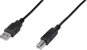 Digitus USB 2.0 priključni kabel [1x muški konektor USB 2.0 tipa a - 1x muški konektor USB 2.0 tipa b] 3.00 m crna Digitus USB kabel USB 2.0 USB-A utikač