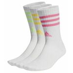 Čarape za tenis Adidas 3-Stripes Cushioned Crew Socks 3P - white/lucid lemon/lucid orange/lucid
