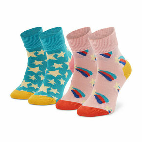 Set od 2 para dječjih visokih čarapa Happy Socks KSST19-6000 Šarena