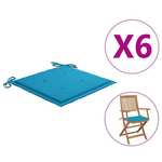 vidaXL Jastuci za vrtne stolice 6 kom plavi 40 x 40 x 4 cm od tkanine