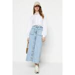 Trendyol Light Blue Double Pocket Buttoned Front High Waist Maxi Denim Jeans Skirt svijetloplava