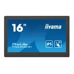 Iiyama ProLite T1624MSC-B1 monitor, IPS, 15.6", 16:9, 1920x1080, HDMI, USB, Touchscreen