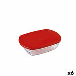 Pravokutna Kutija za Ručak s Poklopcem Ô Cuisine Cook &amp; Store Crvena 1,1 L 23 x 15 x 6,5 cm Silikon Staklo (6 kom.) , 4548 g
