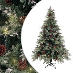 vidaXL Božićno drvce LED sa šiškama zeleno-bijelo 150 cm PVC i PE