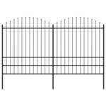 vidaXL Vrtna ograda s ukrasnim kopljima (1,75-2) x 3,4 m čelična crna