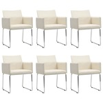 vidaXL Blagovaonske stolice od tkanine 6 kom s izgledom platna bijele