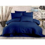 Tamno plava posteljina za bračni krevet od pamučnog satena 200x200 cm Lilyum – Mijolnir