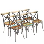 vidaXL Blagovaonske stolice 6 kom od masivnog obnovljenog drva 51 x 52 x 84 cm(3 x 243722)