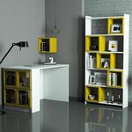 Studijski stol i policu za knjige, Box - White, Yellow