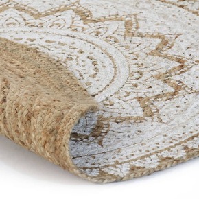 VidaXL Ukrasni pleteni tepih od jute s uzorkom 210 cm okrugli