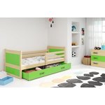 Drveni dječji krevet Rico - bukva - zeleni - 190x80
