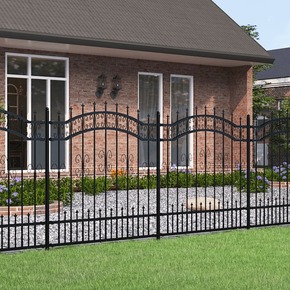 VidaXL Vrtna ograda sa šiljcima crna 165 cm od čelika obloženog prahom