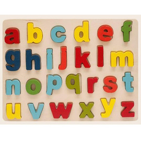 Komplet šarenih drvenih zagonetki ABC sa malih slovima 26kom