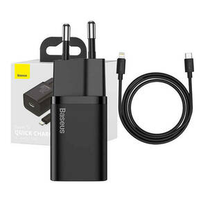 Baseus Super Si Quick Charger 1C 20W s USB-C kabelom za Lightning 1m (crni)