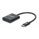 Adapter MANHATTAN, USB-C (M) na USB-C PD (Ž), USB-C audio (Ž), crni