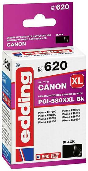 Edding uložak za pisač EDD-620 zamjenjuje Canon PGI-580XXLBK - crni - sadržaj: 25 ml Edding patrona tinte zamijenjen Canon PGI-580XXLBK kompatibilan crn EDD-620 18-620