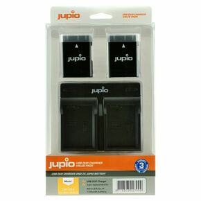 Jupio KIT 2x Battery EN-EL14 EN-EL14A 1100mAh + USB Dual Charger komplet punjač i dvije baterije za Nikon D5600