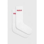Čarape HUGO 6-pack za muškarce, boja: bijela - bijela. Visoke čarape iz kolekcije HUGO. Model izrađen od elastičnog materijala. U setu šest pari.